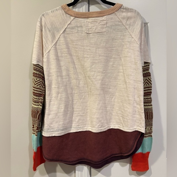 Free People Skater Tee with Knit Pattern Sleeve - Picture 7 of 11